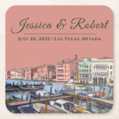 絵を描の大運河，ヴェネツィア，イタリア広場 スクエアペーパーコースター (正面)