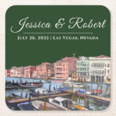 絵を描の大運河，ヴェネツィア，イタリア広場 スクエアペーパーコースター (正面)