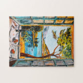 絵を描の朝食オンウィンドウビューメディテラン海 ジグソーパズル (横)