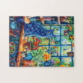 絵を描の猫on Garden House Windowsill ジグソーパズル (横)