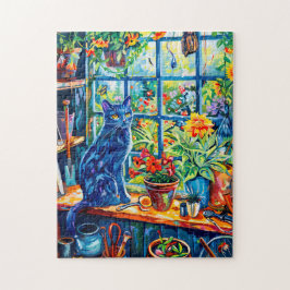 絵を描の猫on Garden House Windowsill ジグソーパズル