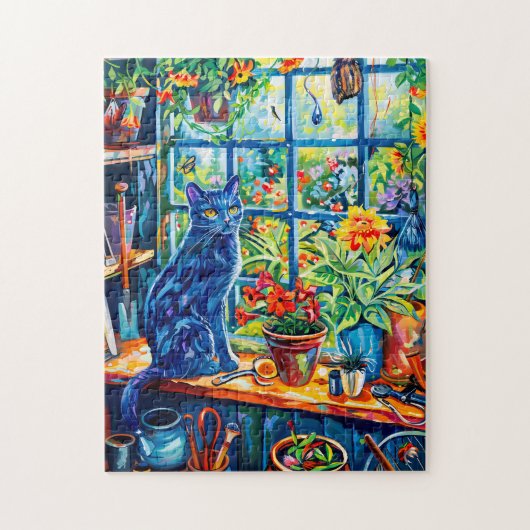 絵を描の猫on Garden House Windowsill ジグソーパズル (縦)