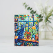 絵を描の猫on Garden House Windowsill ポストカード (スタンド正面)