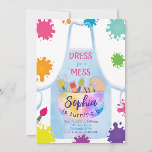 絵を描の誕生日招待状絵を描招待状アート 招待状 (正面)