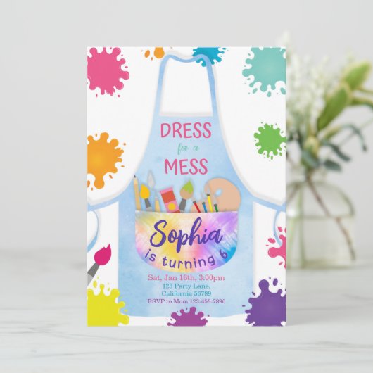 絵を描の誕生日招待状絵を描招待状アート 招待状 (スタンド正面)