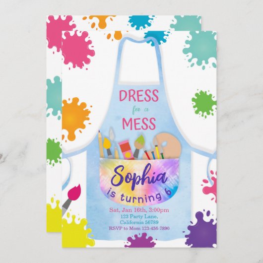 絵を描の誕生日招待状絵を描招待状アート 招待状 (正面/裏面)