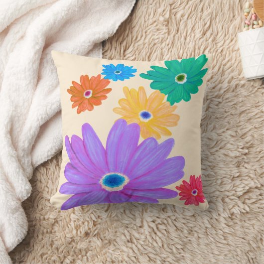 絵を描はっきりした咲き花デザイン クッション (ブランケット)