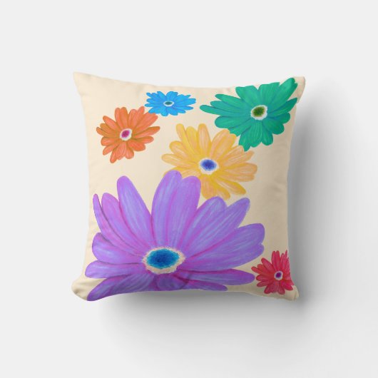 絵を描はっきりした咲き花デザイン クッション (正面)