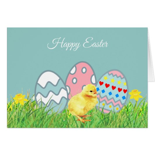 絵を描イースター卵&かわいい雛 (正面横)