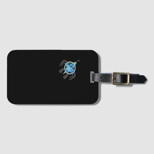 絵を描ウミガメ ラゲッジタグ (正面横)