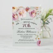 絵を描エレガントフローラ驚き70誕生日 招待状 (スタンド正面)