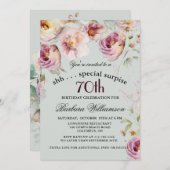 絵を描エレガントフローラ驚き70誕生日 招待状 (正面/裏面)