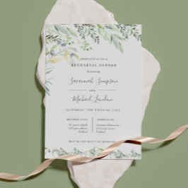 絵を描オリーブと葉のグリーンリハーサル 招待状