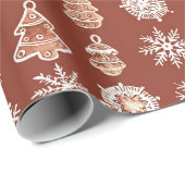 絵を描オーナメントスノーフレークスホリデークリスマス ラッピングペーパー (ロールコーナー)
