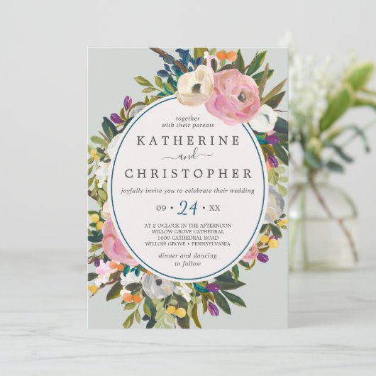 絵を描カジュアル結婚フローラ 招待状 (スタンド正面)