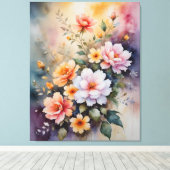 絵を描カラフルの花 キャンバスプリント (インサイチュ (ウッドフロア))