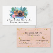 絵を描カラフルカメラフローラ結婚撮影者 名刺 (正面/裏面)