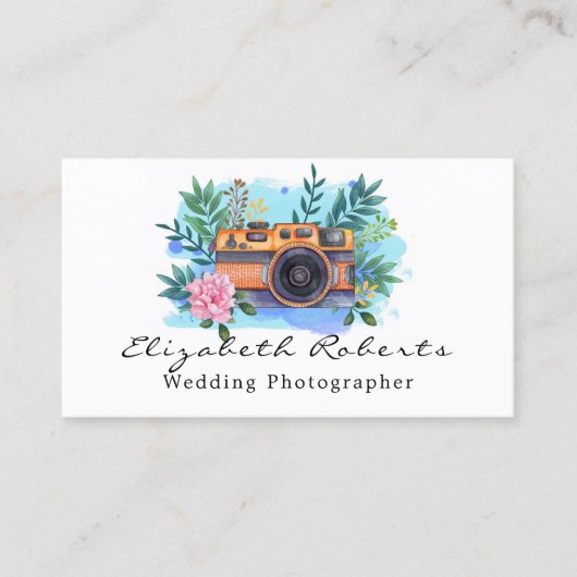 絵を描カラフルカメラフローラ結婚撮影者 名刺 (正面)