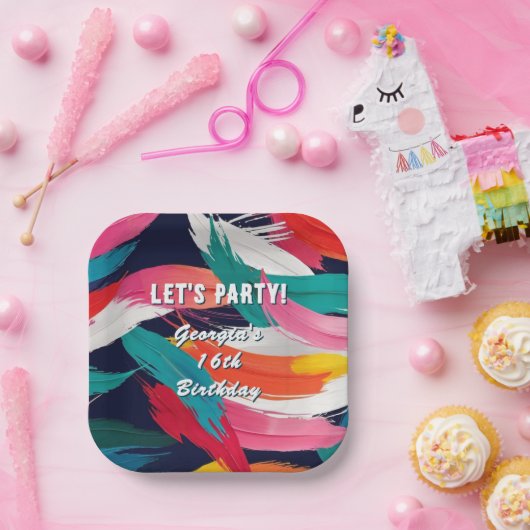 絵を描カラフル効果クールカスタム生誕生日会 ペーパープレート (パーティー)