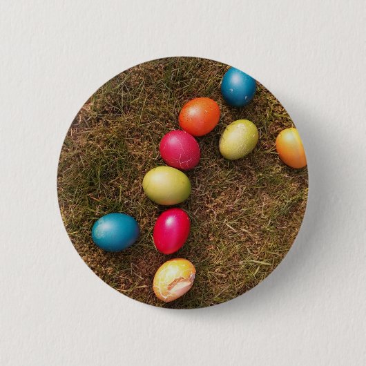絵を描カラフル卵・イースター卵 缶バッジ (正面)