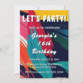 絵を描カラフル第16回誕生日会 招待状 (正面)