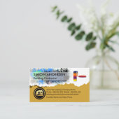 絵を描カラフル（ばちゃばちゃ）跳ねるローラブラシ 名刺 (スタンド正面)