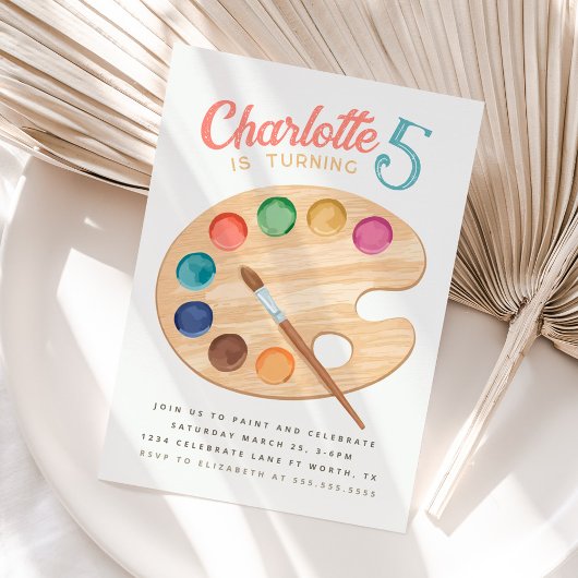 絵を描カラフルArt Birthday Partyへの招待 招待状