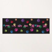 絵を描カラフルPaw印刷ナマステと名前ブラック ヨガマット (正面(横))