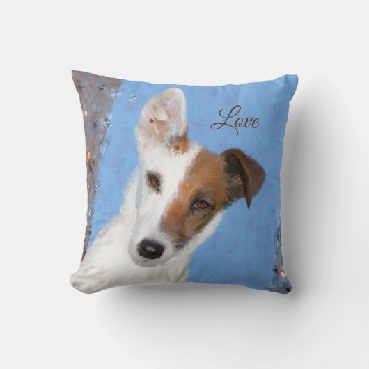 絵を描キツネテリア犬の恋人の枕 クッション (正面)