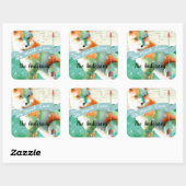 絵を描キツネ又は柴犬 スクエアシール (シート)