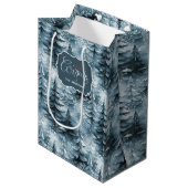 絵を描クリスマスツリー青ID1008 ミディアムペーパーバッグ (正面アングル)