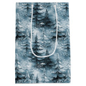 絵を描クリスマスツリー青ID1008 ミディアムペーパーバッグ (裏面)