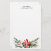 絵を描クリスマス花模様ホリデーガーランドパーソナル 便箋 (正面/裏面)