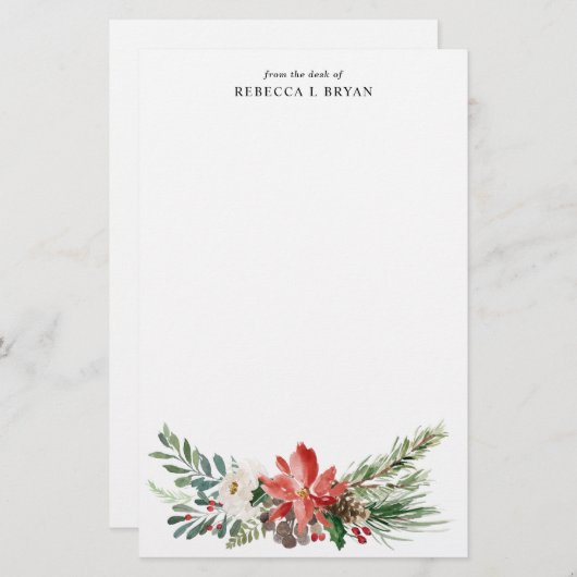 絵を描クリスマス花模様ホリデーガーランドパーソナル 便箋 (正面/裏面)