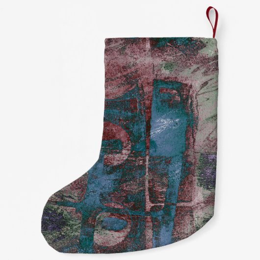 絵を描グラフィティグランジ |さび赤青トープ スモールクリスマスストッキング (裏面)