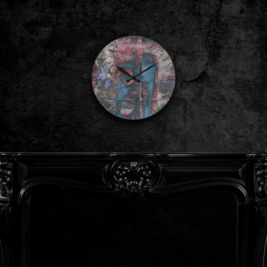 絵を描グラフィティグランジ |さび赤青トープ ラウンド壁時計