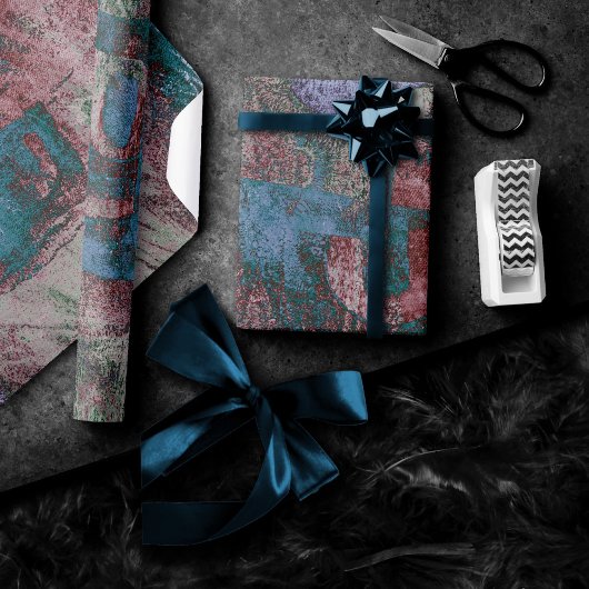 絵を描グラフィティグランジ |さび赤青トープ ラッピングペーパー