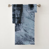 絵を描グラフィティグランジ |ダークネイビーとデニムブルー バスタオルセット (インサイチュ)
