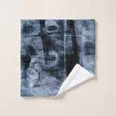 絵を描グラフィティグランジ |ダークネイビーとデニムブルー バスタオルセット (ウォッシュタオル)