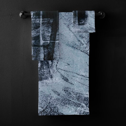 絵を描グラフィティグランジ |ダークネイビーとデニムブルー バスタオルセット