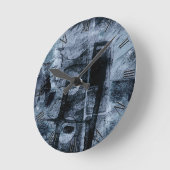 絵を描グラフィティグランジ |ダークネイビーとデニムブルー ラウンド壁時計 (傾斜)