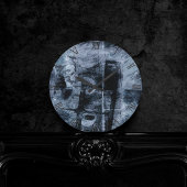 絵を描グラフィティグランジ |ダークネイビーとデニムブルー ラウンド壁時計