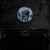 絵を描グラフィティグランジ |ダークネイビーとデニムブルー ラウンド壁時計