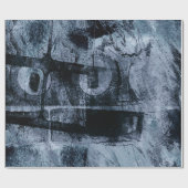 絵を描グラフィティグランジ |ダークネイビーとデニムブルー ラッピングペーパー (フラット)