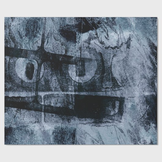 絵を描グラフィティグランジ |ダークネイビーとデニムブルー ラッピングペーパー (フラット)