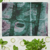 絵を描グラフィティグランジ |ムーディースプラムパープルグリーン キッチンタオル (折り畳み)