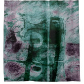 絵を描グラフィティグランジ |ムーディースプラムパープルグリーン シャワーカーテン (正面)