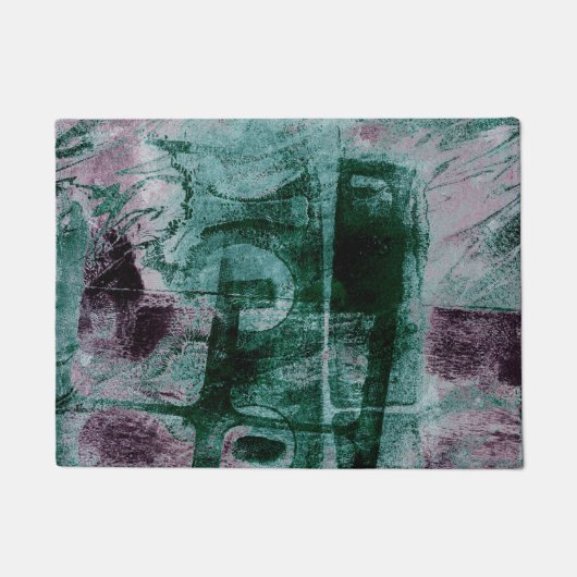 絵を描グラフィティグランジ |ムーディースプラムパープルグリーン ドアマット (正面)