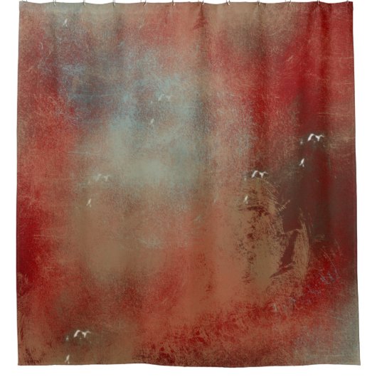 絵を描コンテンポラリー抽象芸術青金ゴールド赤 シャワーカーテン (正面)