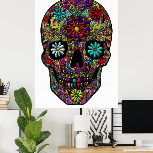 絵を描スカルフローラ ポスター (ホームオフィス)